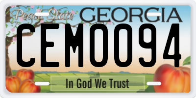 GA license plate CEM0094