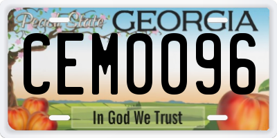 GA license plate CEM0096