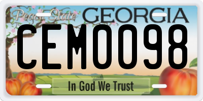 GA license plate CEM0098