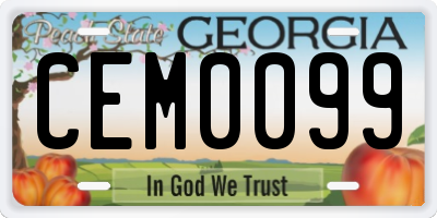 GA license plate CEM0099