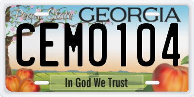 GA license plate CEM0104