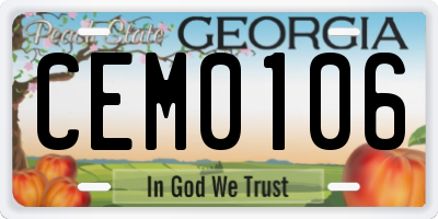 GA license plate CEM0106