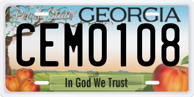 GA license plate CEM0108