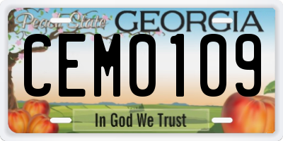 GA license plate CEM0109