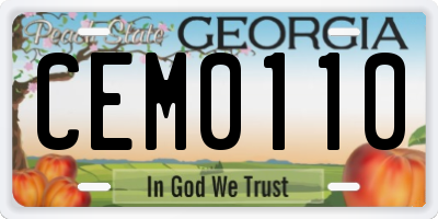 GA license plate CEM0110
