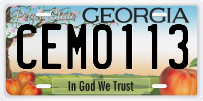 GA license plate CEM0113