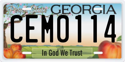 GA license plate CEM0114