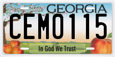 GA license plate CEM0115