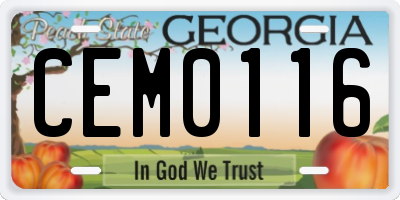 GA license plate CEM0116