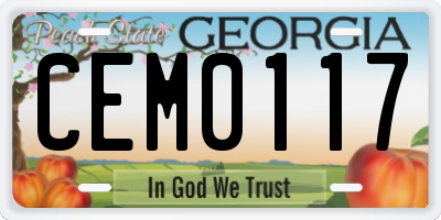 GA license plate CEM0117