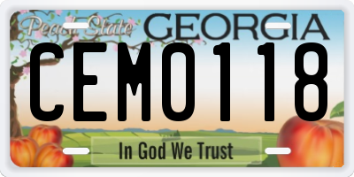 GA license plate CEM0118