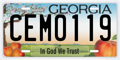 GA license plate CEM0119