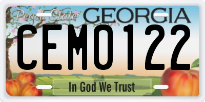 GA license plate CEM0122