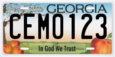 GA license plate CEM0123