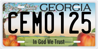 GA license plate CEM0125