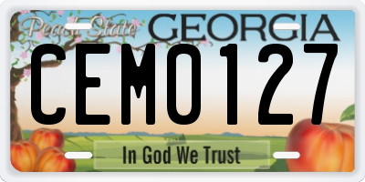 GA license plate CEM0127