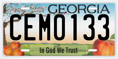 GA license plate CEM0133