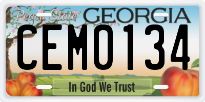 GA license plate CEM0134