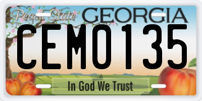 GA license plate CEM0135