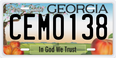 GA license plate CEM0138