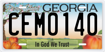 GA license plate CEM0140