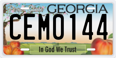 GA license plate CEM0144