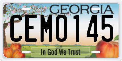 GA license plate CEM0145
