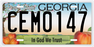 GA license plate CEM0147