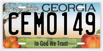 GA license plate CEM0149