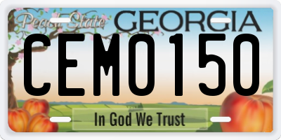 GA license plate CEM0150