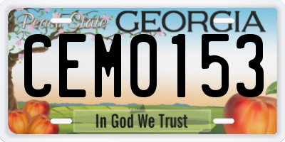 GA license plate CEM0153