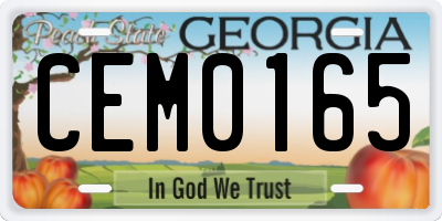 GA license plate CEM0165