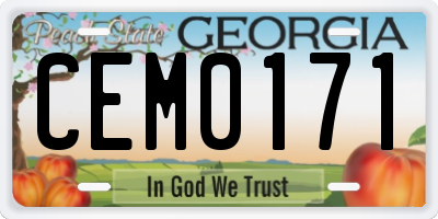 GA license plate CEM0171