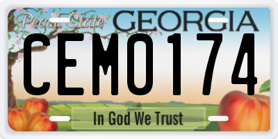 GA license plate CEM0174