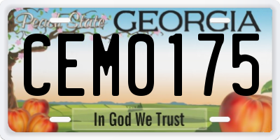 GA license plate CEM0175