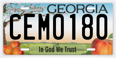 GA license plate CEM0180