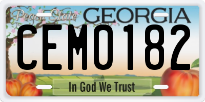 GA license plate CEM0182