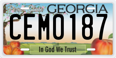 GA license plate CEM0187
