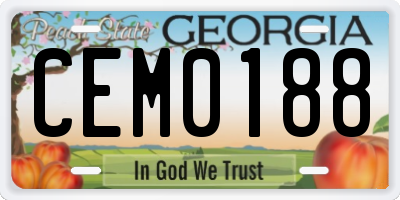 GA license plate CEM0188