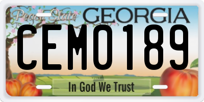 GA license plate CEM0189