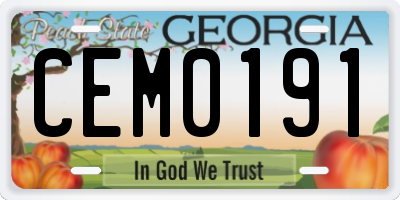 GA license plate CEM0191