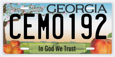 GA license plate CEM0192