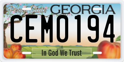 GA license plate CEM0194