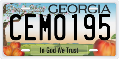 GA license plate CEM0195