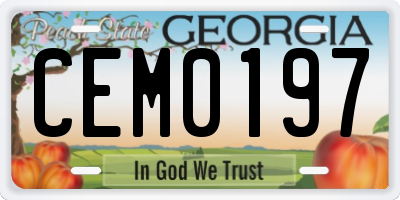 GA license plate CEM0197
