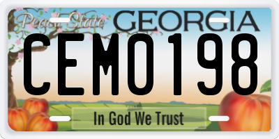 GA license plate CEM0198