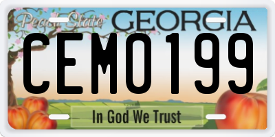 GA license plate CEM0199