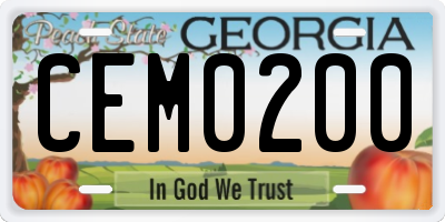 GA license plate CEM0200