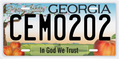 GA license plate CEM0202