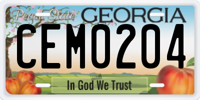 GA license plate CEM0204